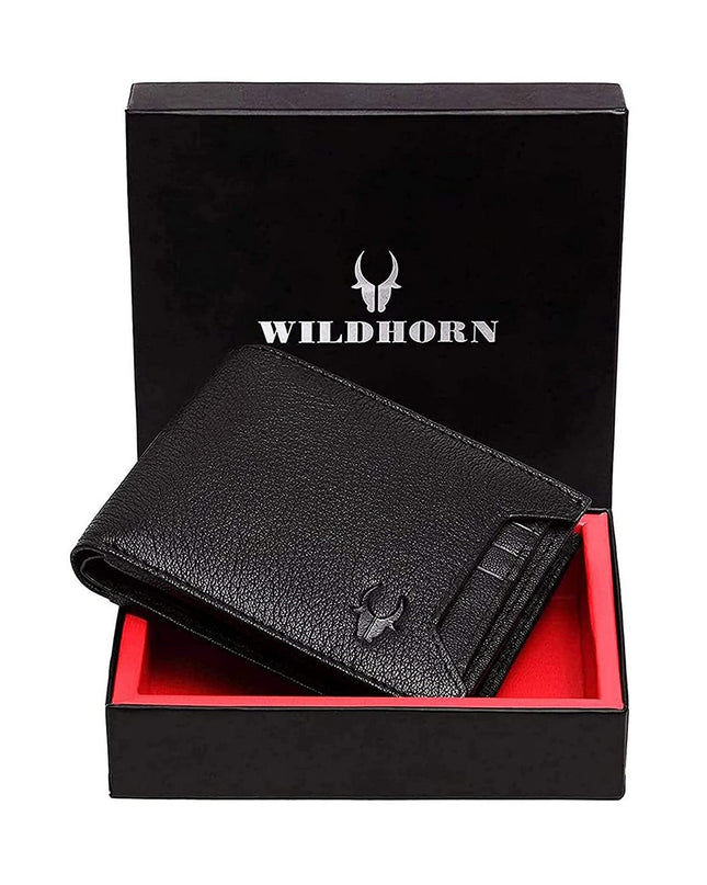 WildHorn Men Black Genuine Leather Wallet - MALL