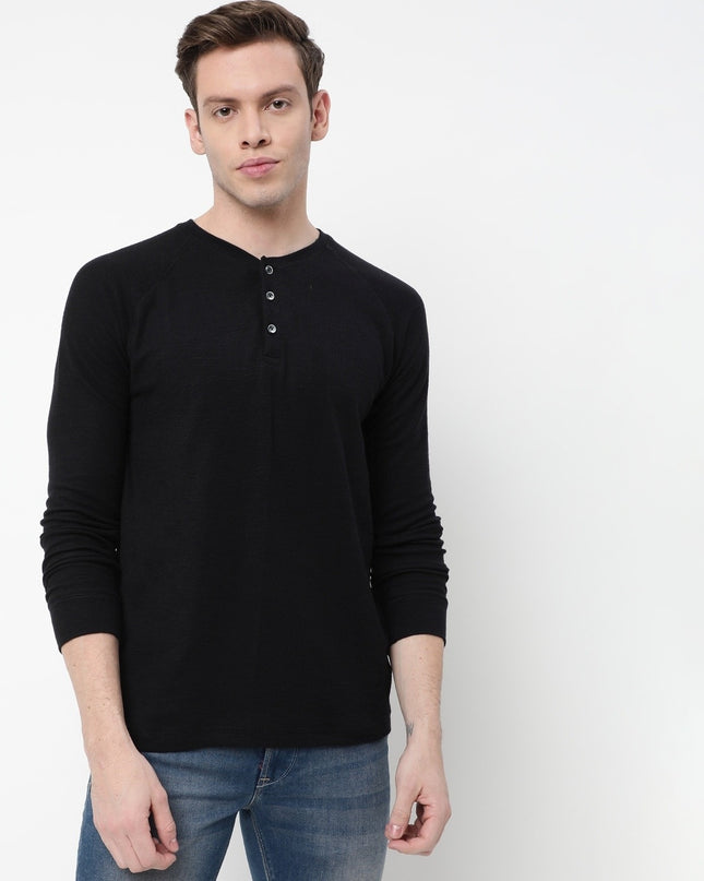 TEAMSPIRIT Regular Fit Henley T-Shirt with Raglan Sleeves - MALL