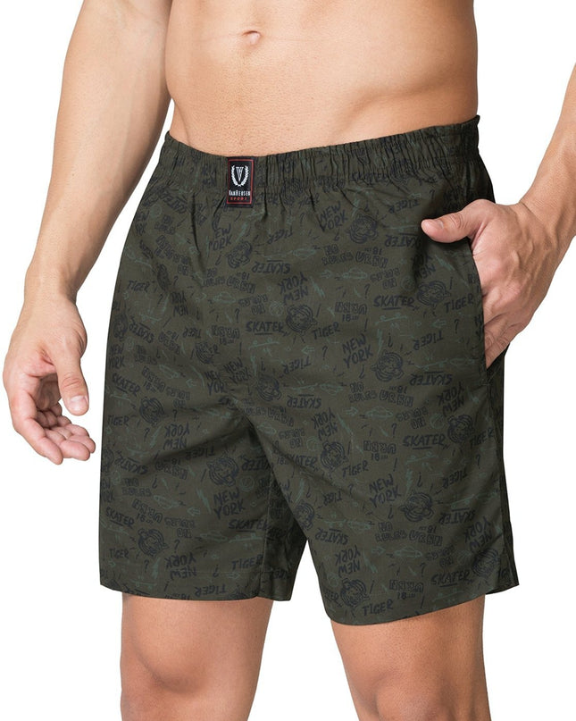 VAN HEUSEN Sport Allover Print & Media Pocket Boxer Shorts - MALL