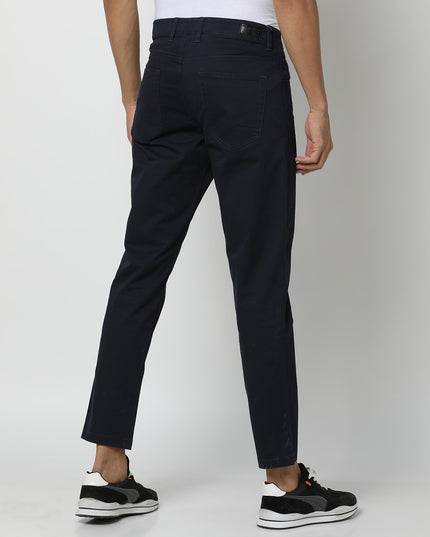 NETPLAY Men Navy Flat-Front Trousers with Belt Loops - MALL