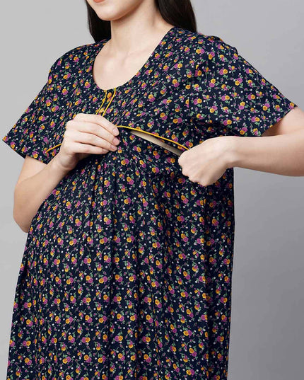 Floral Print Maternity Nighti - MALL