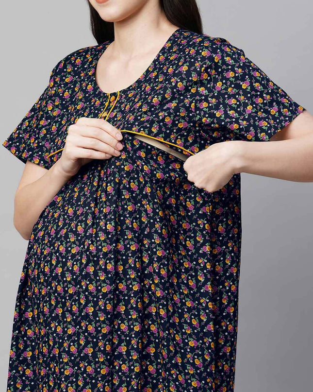 Floral Print Maternity Nighti - MALL