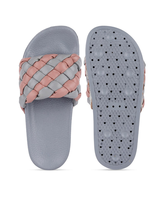 AMACLASS Textured Round-Toe Slides - MALL