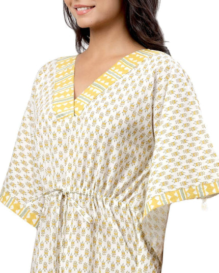 MIRARI Floral Print Kaftan with V-Neck - MALL