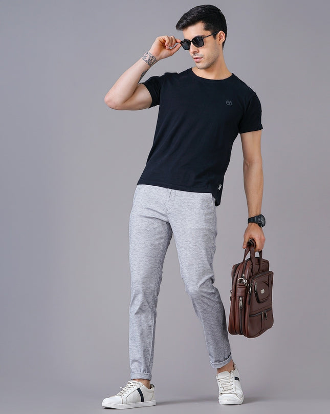 BRITISH CLUB Men Heathered Slim Fit Flat-Front Chinos - MALL