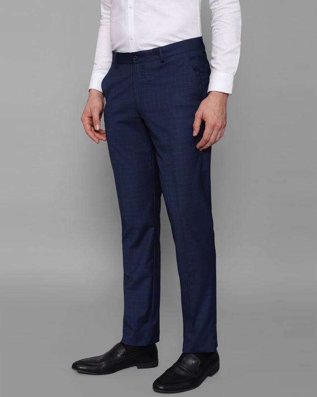 LOUIS PHILIPPE Men Checked Slim Fit Flat-Front Trousers - MALL