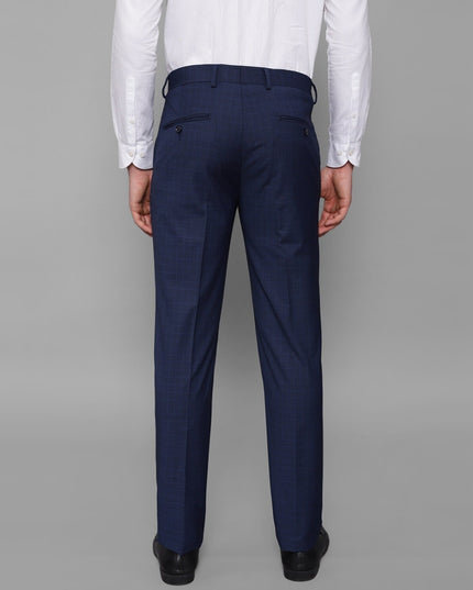 LOUIS PHILIPPE Men Checked Slim Fit Flat-Front Trousers - MALL