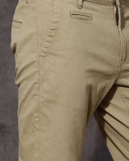 Roadster Men Beige Regular Fit Solid Chinos - MALL