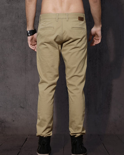 Roadster Men Beige Regular Fit Solid Chinos - MALL