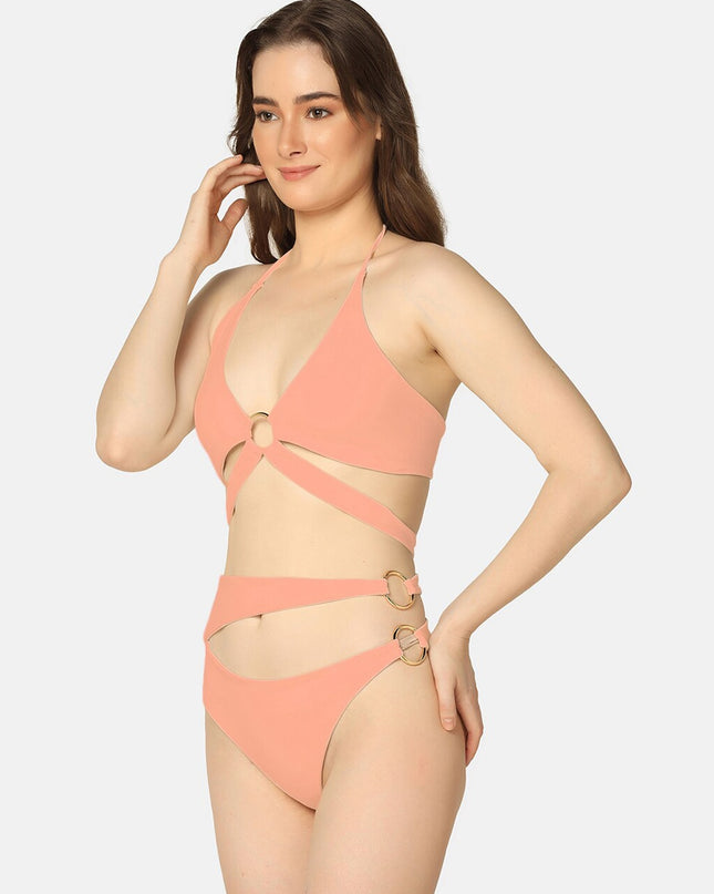 Pink Cut Out-detail Swim Bikini Set - MALL