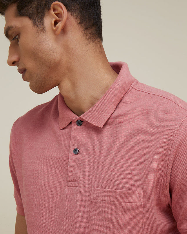 WES Casuals Dusty Pink Slim Fit Polo T-Shirt - MALL