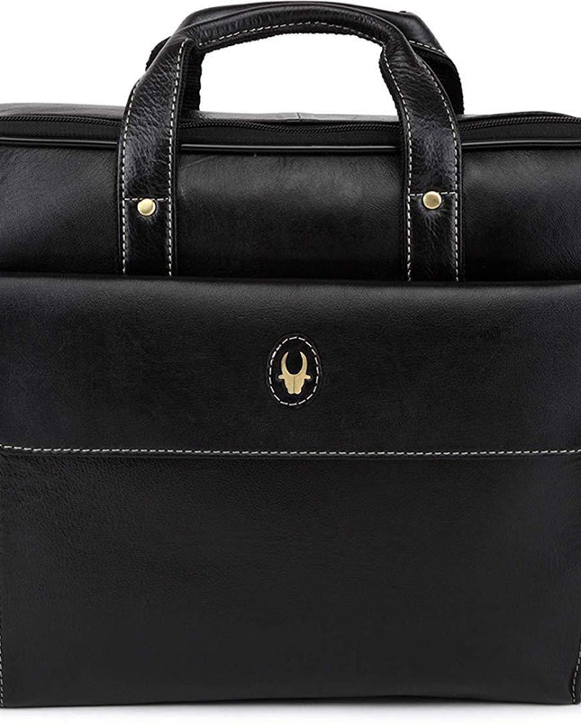 WildHorn Black 100% Genuine Leather 14.5 inch Laptop Messenger Bag - MALL