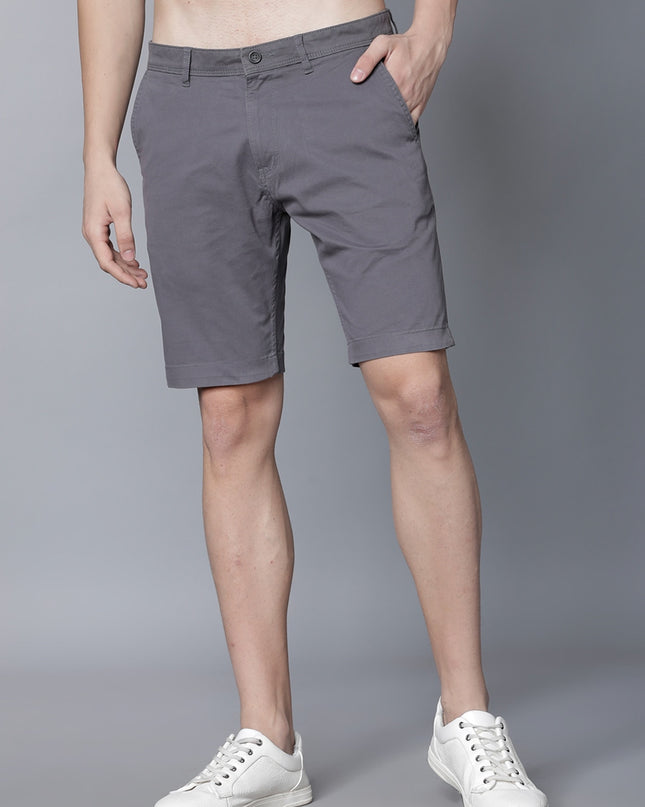 HIGHLANDER Men Grey Solid Slim Fit Chino Shorts - MALL