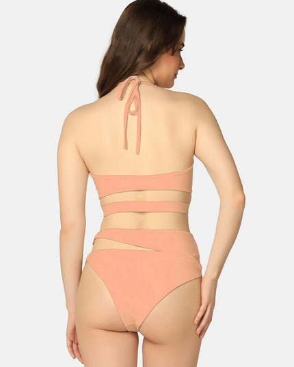 Pink Cut Out-detail Swim Bikini Set - MALL