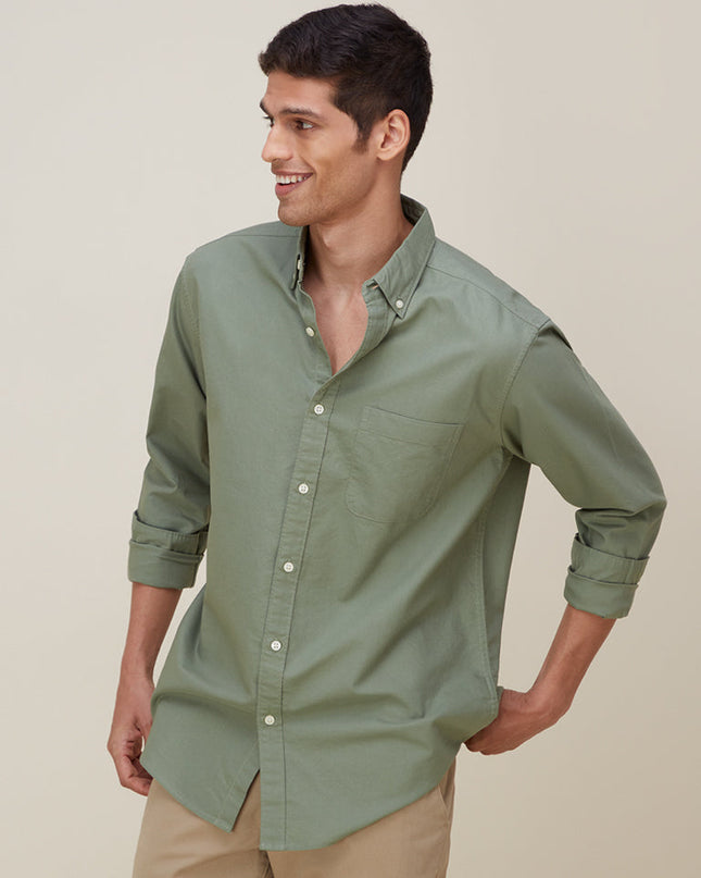 WES Casuals Light Olive Relaxed-Fit Shirt - MALL