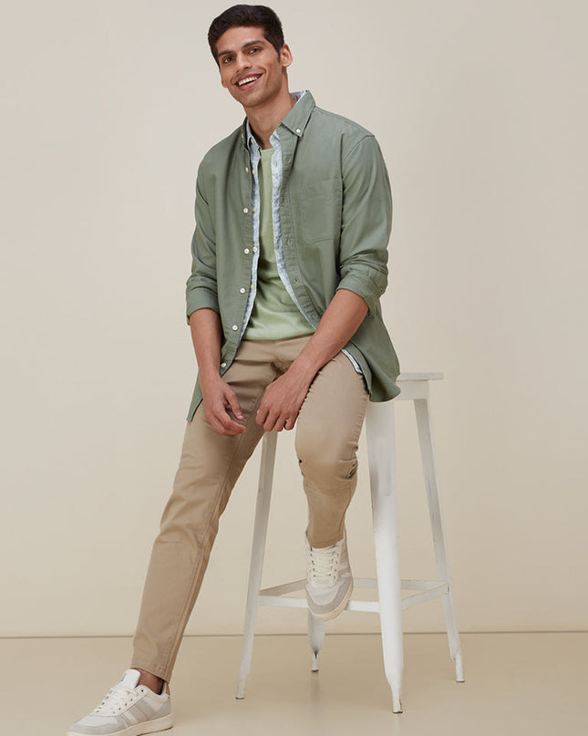 WES Casuals Light Olive Relaxed-Fit Shirt - MALL