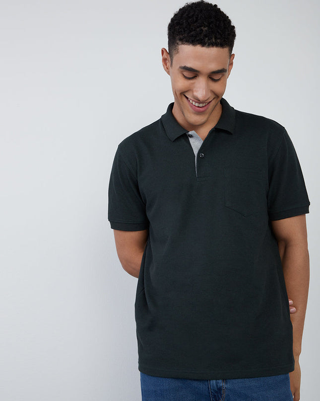 WES Casuals Dark Green Slim-Fit Polo T-Shirt - MALL