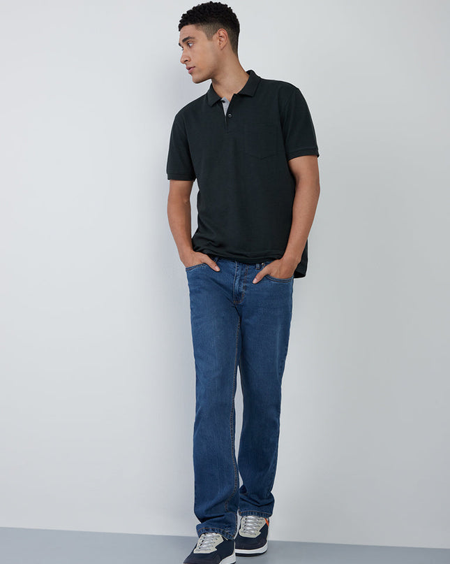 WES Casuals Dark Green Slim-Fit Polo T-Shirt - MALL