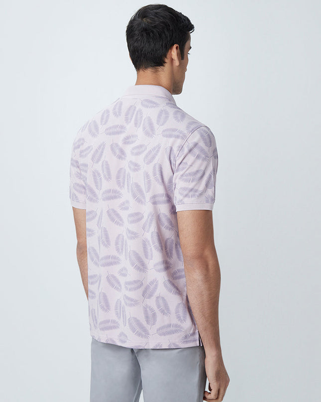 WES Casuals Lilac Printed Slim-Fit Polo T-Shirt - MALL