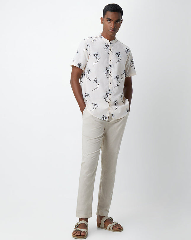 ETA Light Off-White Floral Print Resort-Fit Shirt - MALL