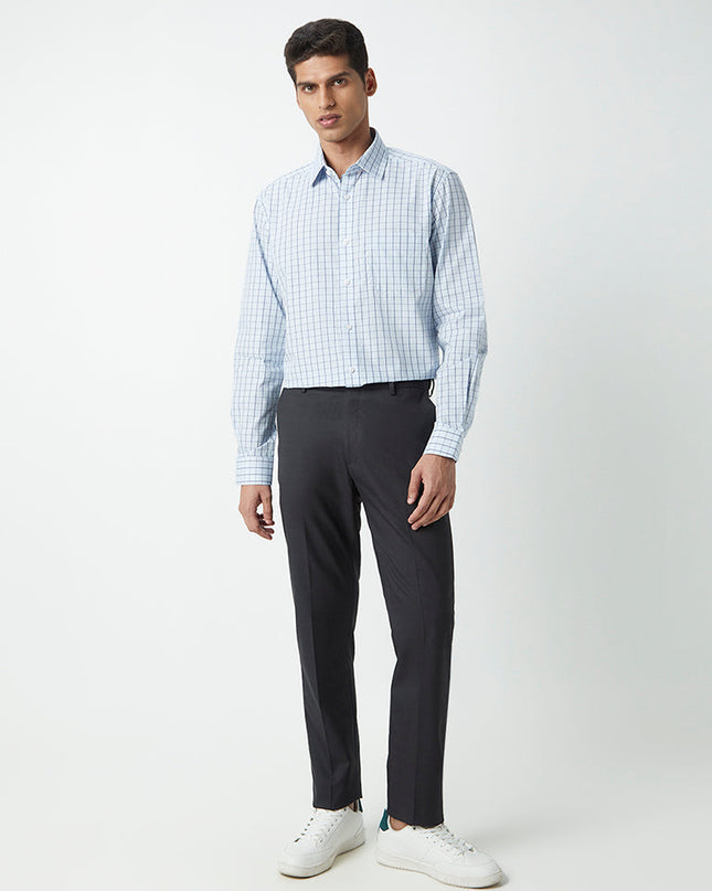 WES Formals Blue Checkered Relaxed-Fit Shirt - MALL