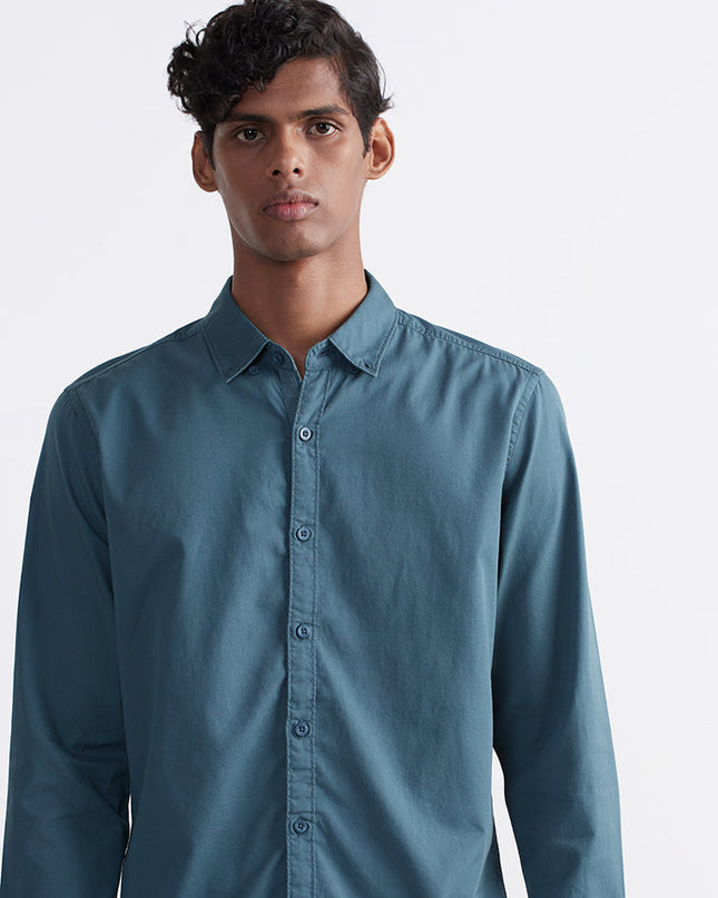 Nuon Solid Teal Slim-Fit Shirt - MALL