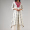 Utsa Off White Ikat Embroidered Kurta - MALL