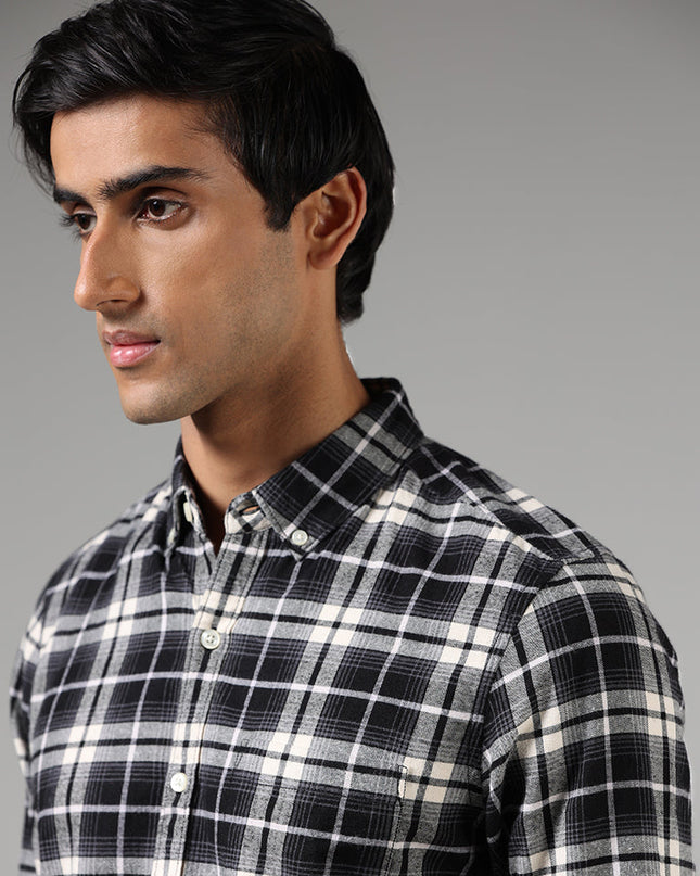 WES Casuals Black Lindsay Checked Slim Fit Shirt - MALL