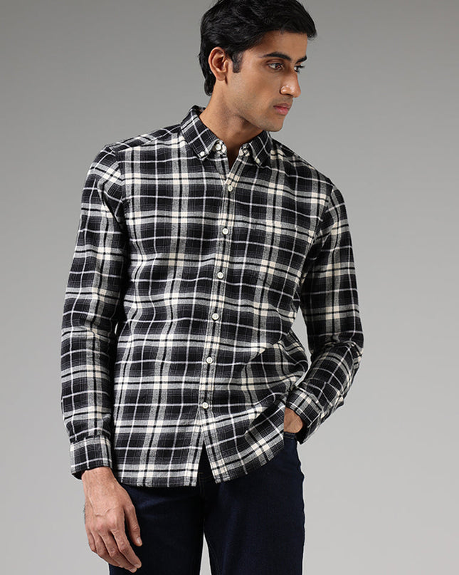 WES Casuals Black Lindsay Checked Slim Fit Shirt - MALL