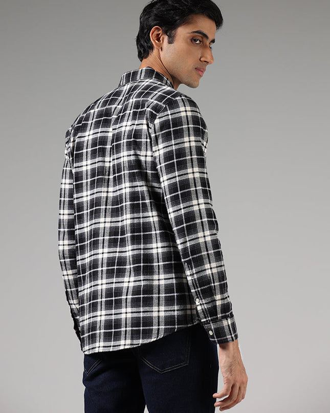 WES Casuals Black Lindsay Checked Slim Fit Shirt - MALL