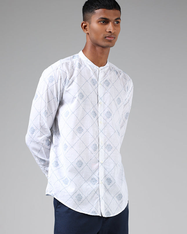 ETA Off White Geometric Printed Resort Fit Shirt - MALL