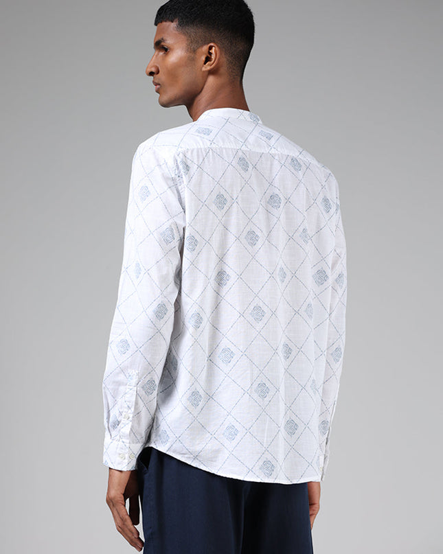 ETA Off White Geometric Printed Resort Fit Shirt - MALL