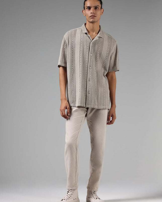 ETA Grey Crochet Resort Fit Shirt - MALL