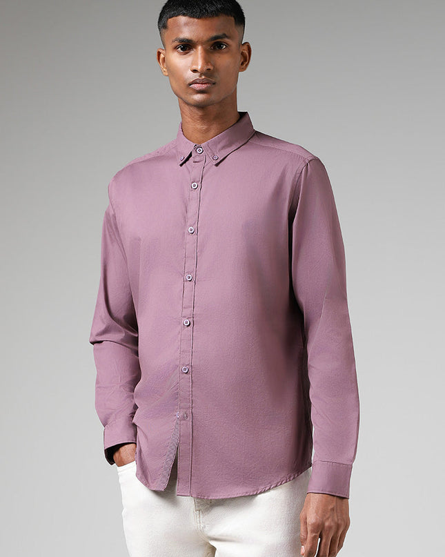 Nuon Solid Light Purple Slim Fit Shirt - MALL