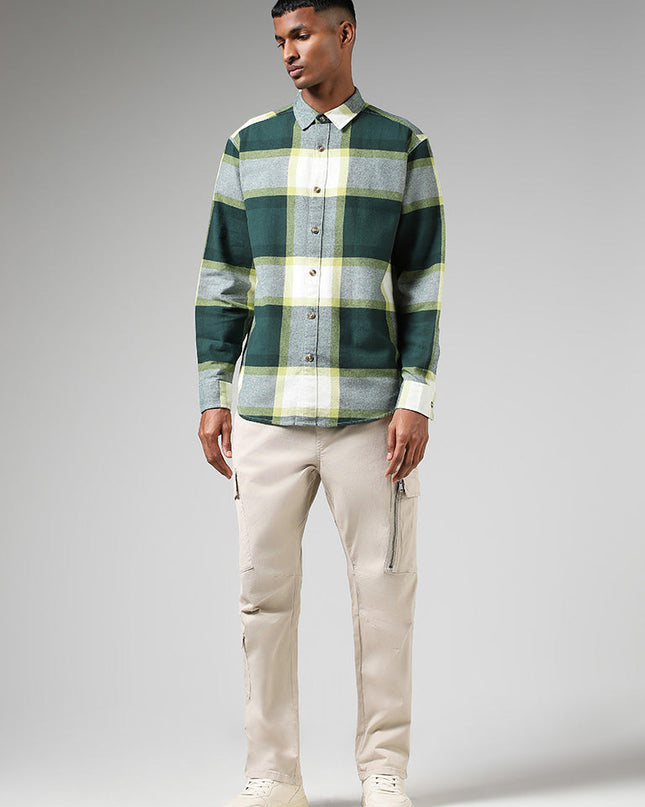 Nuon Green Checked Relaxed Fit Shirt - MALL