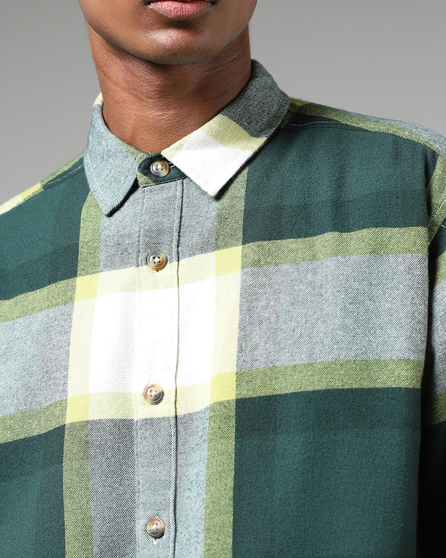 Nuon Green Checked Relaxed Fit Shirt - MALL