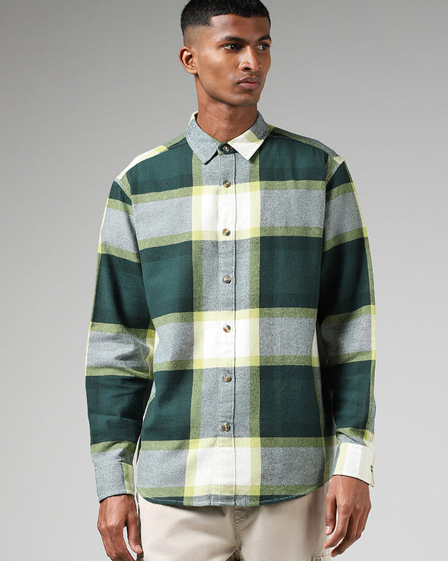 Nuon Green Checked Relaxed Fit Shirt - MALL