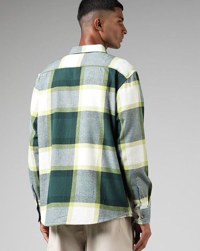 Nuon Green Checked Relaxed Fit Shirt - MALL