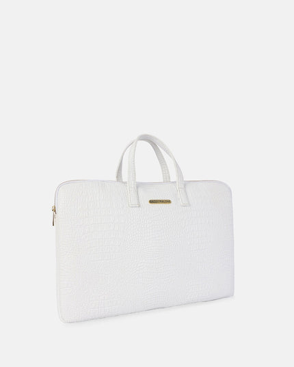 Unisex White PU Laptop Bag - MALL