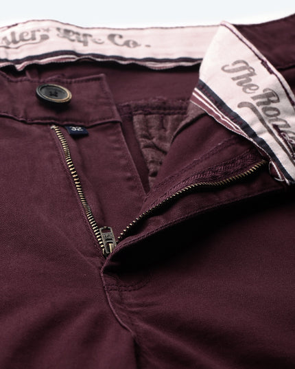 Roadster Men Burgundy Solid Cargos - MALL