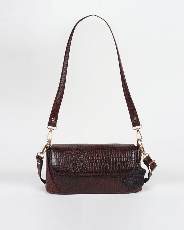 AMYENCE Women Brown Leather Half Moon Shoulder Bag with Tasselled - MALL