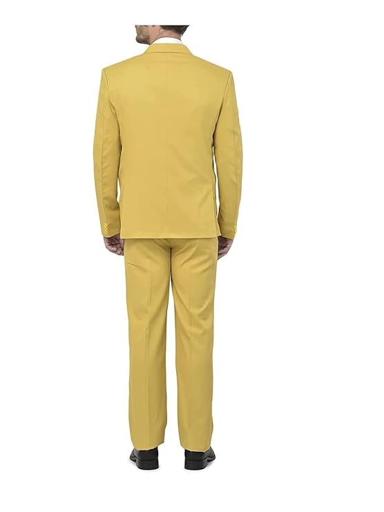 Uva World Men's Regular Fit 2-Piece Suit Two Button Blazer with Pants Set (Regular, 40, Yellow) - MALL