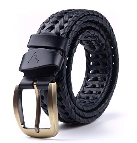 VOGARD Mens Braided Genuine Leather Original Branded Belt - MALL