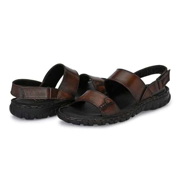 Men's Original Brown Leather Sandals - MALL