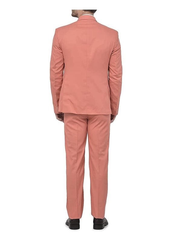 Uva World Men's Regular Fit 2-Piece Suit Two Button Blazer with Pants Set (Regular, 44, Peach) - MALL