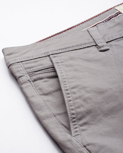 Roadster The Lifestyle Co Men Grey Budford Tapered Fit Solid Chinos - MALL