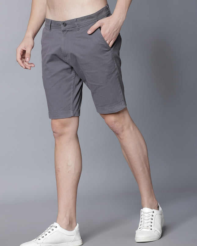 HIGHLANDER Men Grey Solid Slim Fit Chino Shorts - MALL