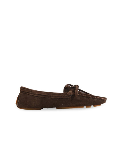 Eske Women Brown Textured Leather Boat Shoes - MALL