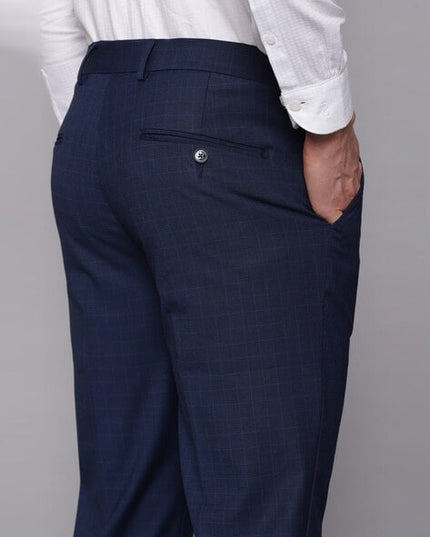 LOUIS PHILIPPE Men Checked Slim Fit Flat-Front Trousers - MALL