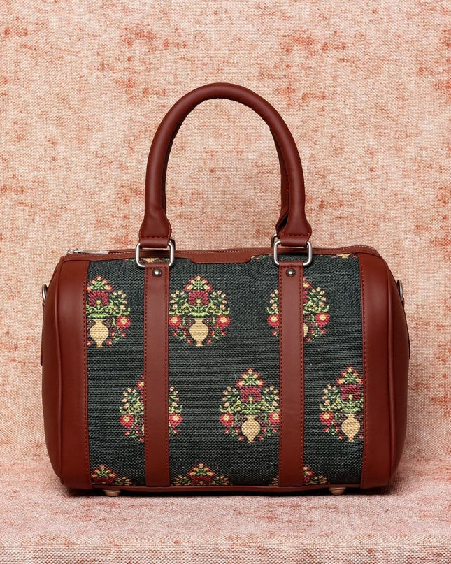 Royal Green Mogra Print Handbag